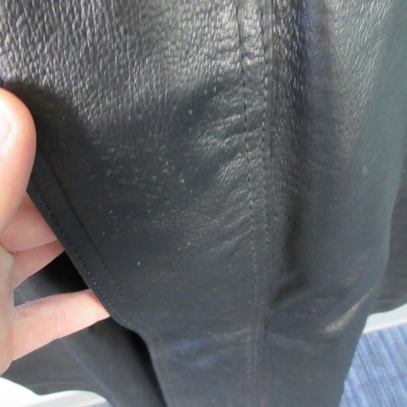 Charles Klein Genuine Leather Trench Coat Men XL Black Full Length Gothic 2320 - Picture 11 of 16